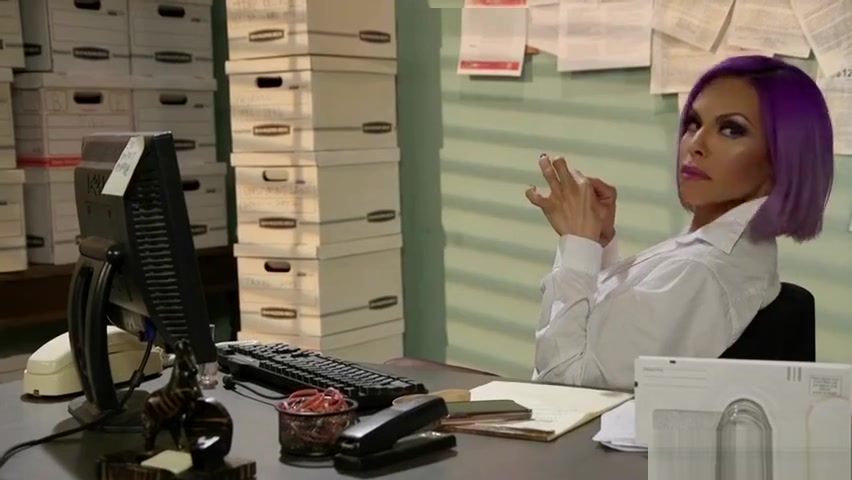Tranny secretary fucks deep throat guy