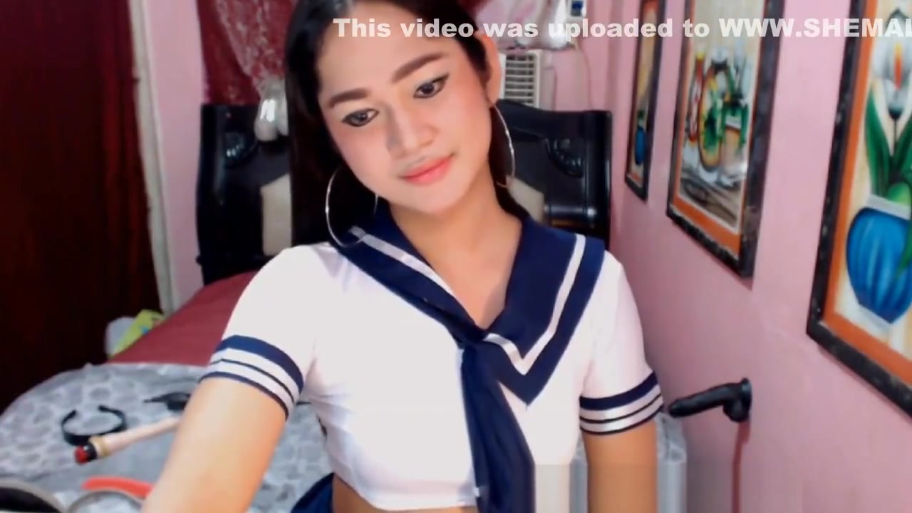 excited lovely lady-man playgirl jerking off