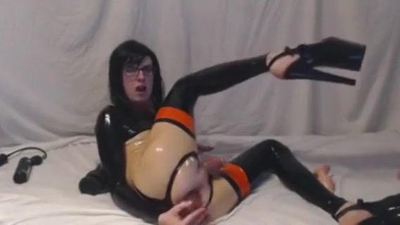 Latex Anal Slut DILDO RIDING#13