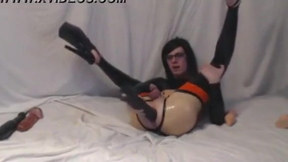Latex Anal Slut DILDO RIDING#13