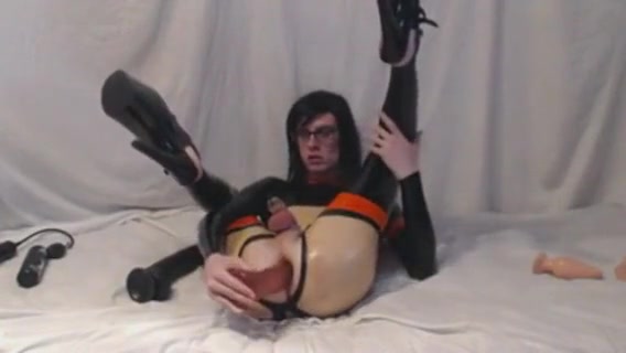 Latex Anal Slut DILDO RIDING#13