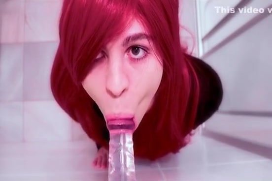 Sissy Trap Femboy CD practicing sloppy deepthroat on dildo