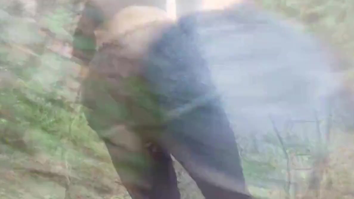 outdoor thin sissy showing ass in jeans mini-short