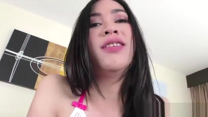 Cutie Asian TS Patty strokes dudes cock until dude cums