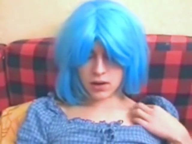 Young blue hair tgirl gets a blowjob
