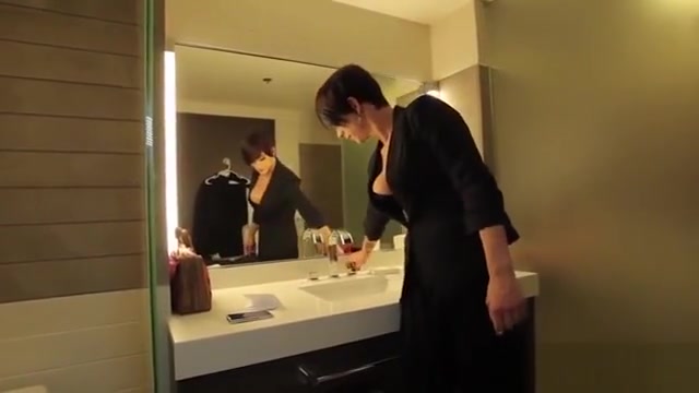 Transsexual bottom jizzed on big boobs