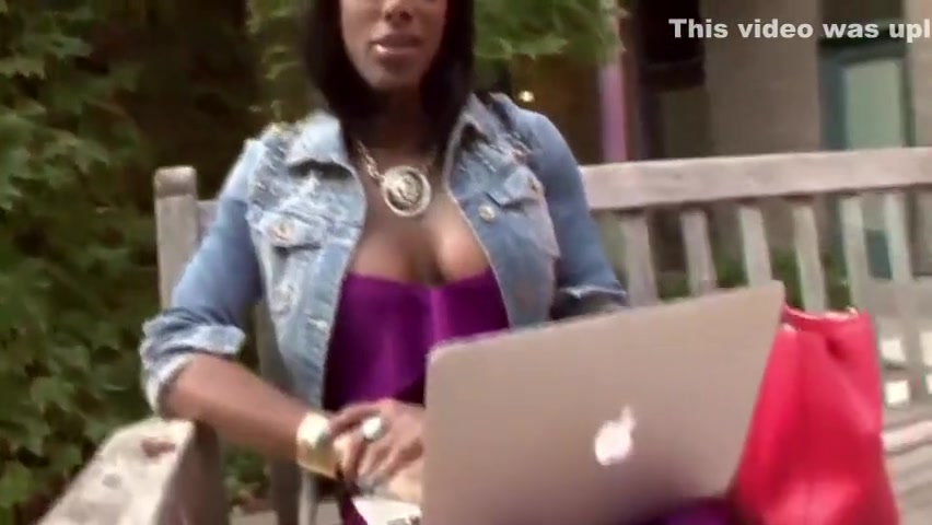 Busty Ebony Shemale Wanking
