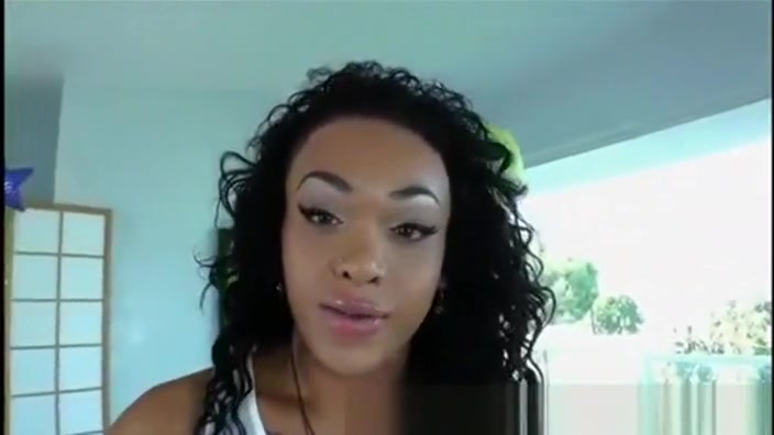 Hot black tranny masturbating and blows huge load