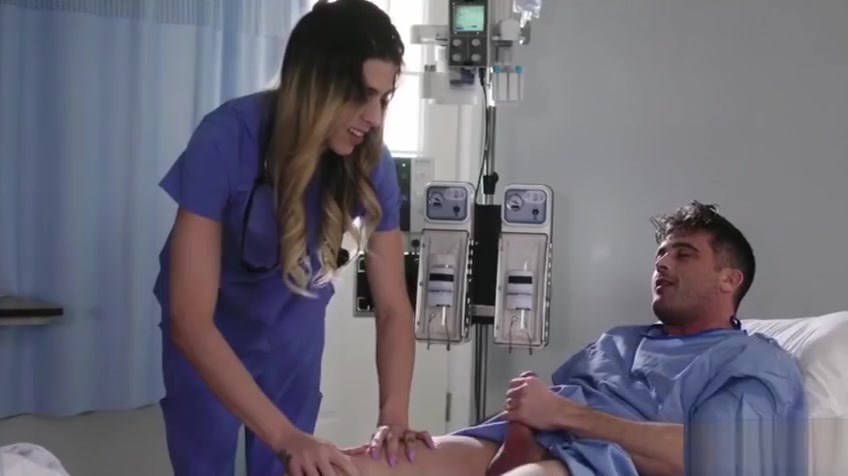 Blonde Nurse TGirl Casey Kisses helps her patient cum