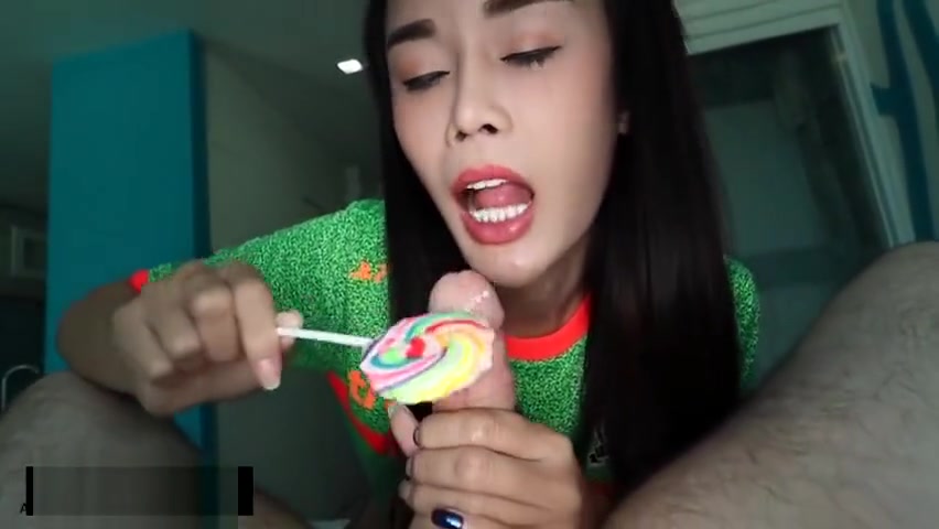 Ladyboy Alice Sucks Lollipop Cock Bareback Sex
