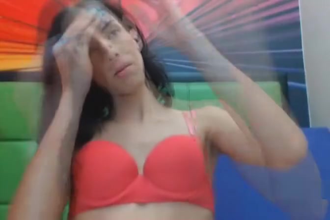 Shemale with big cock playing dildo