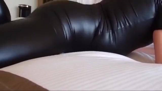 sissy wiggling in tight black leggings and high heels