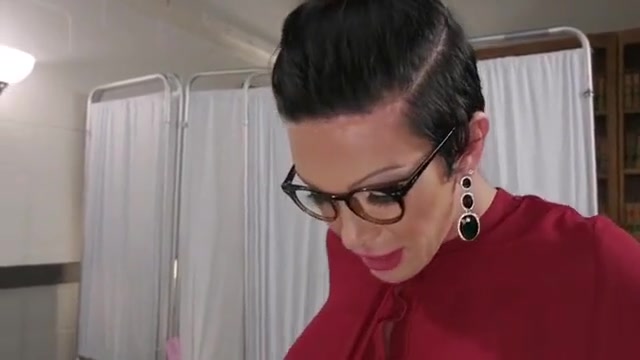 Blonde rimming brunette shemale doctor