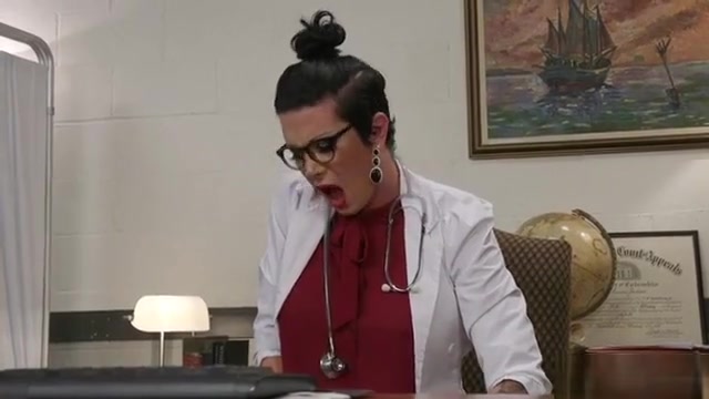 Blonde rimming brunette shemale doctor