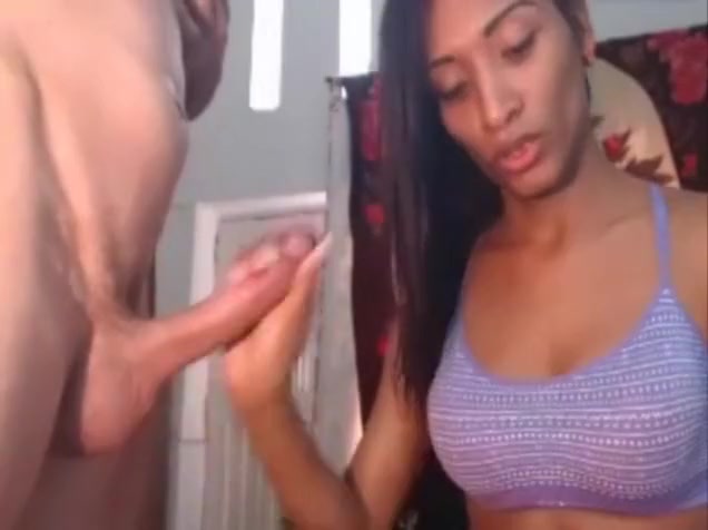 darksome Colombian tgirl Giving cook jerking