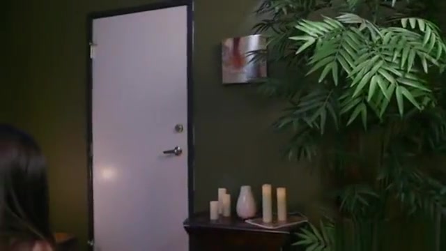 Shemale masseuse fucks brunette babe