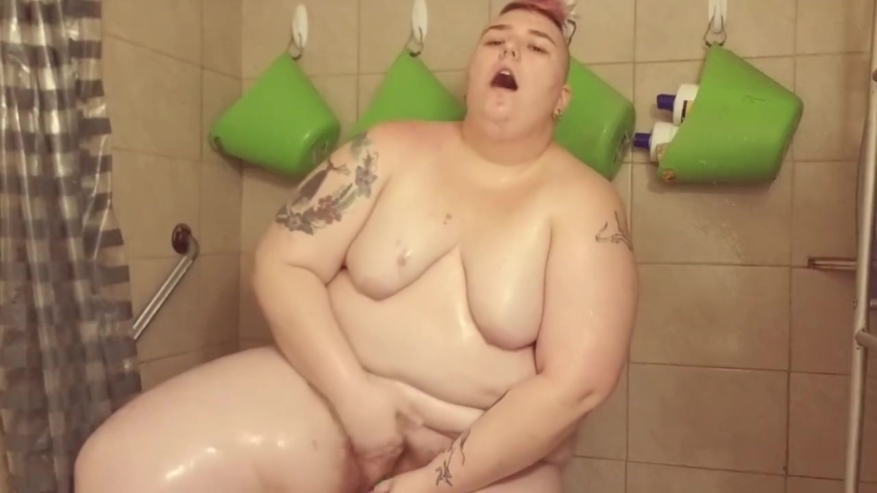 Fat Enby Butch Masturbates In Shower MX. MOON