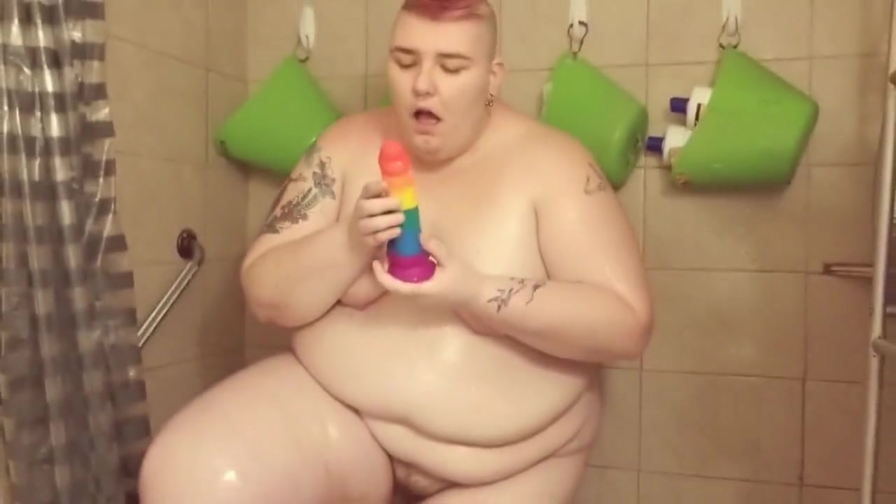 Fat Enby Butch Masturbates In Shower MX. MOON
