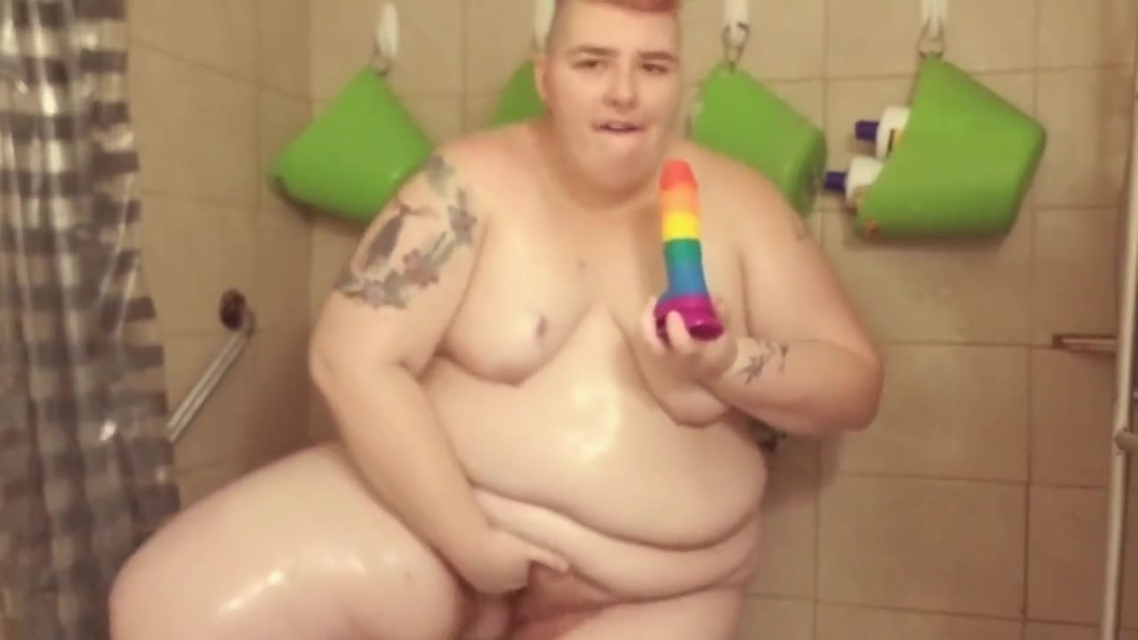Fat Enby Butch Masturbates In Shower MX. MOON