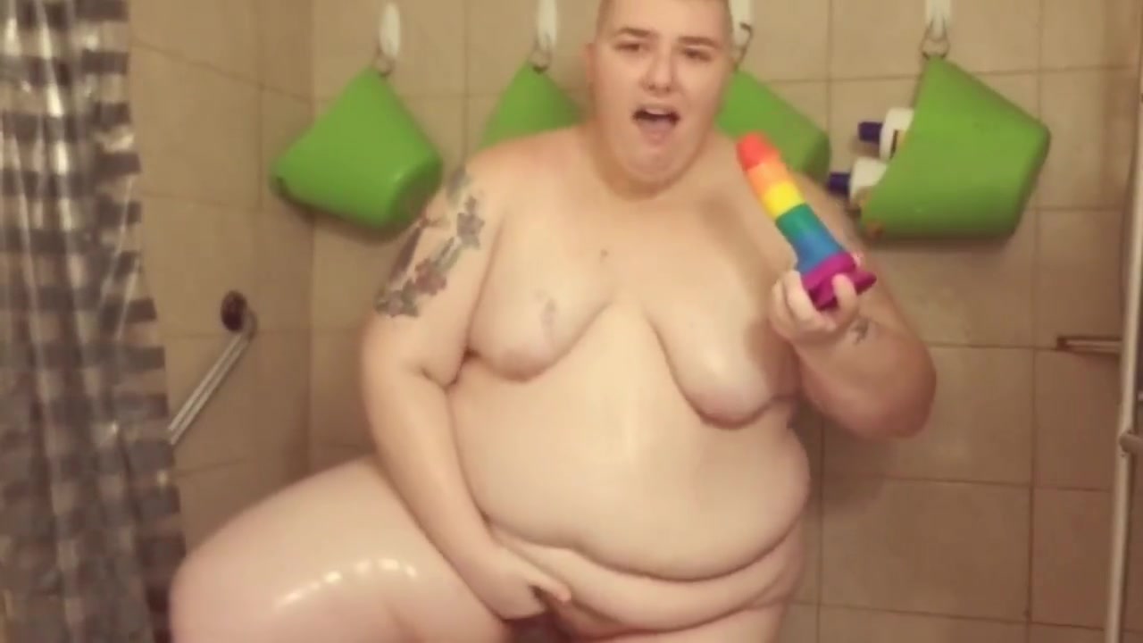 Fat Enby Butch Masturbates In Shower MX. MOON