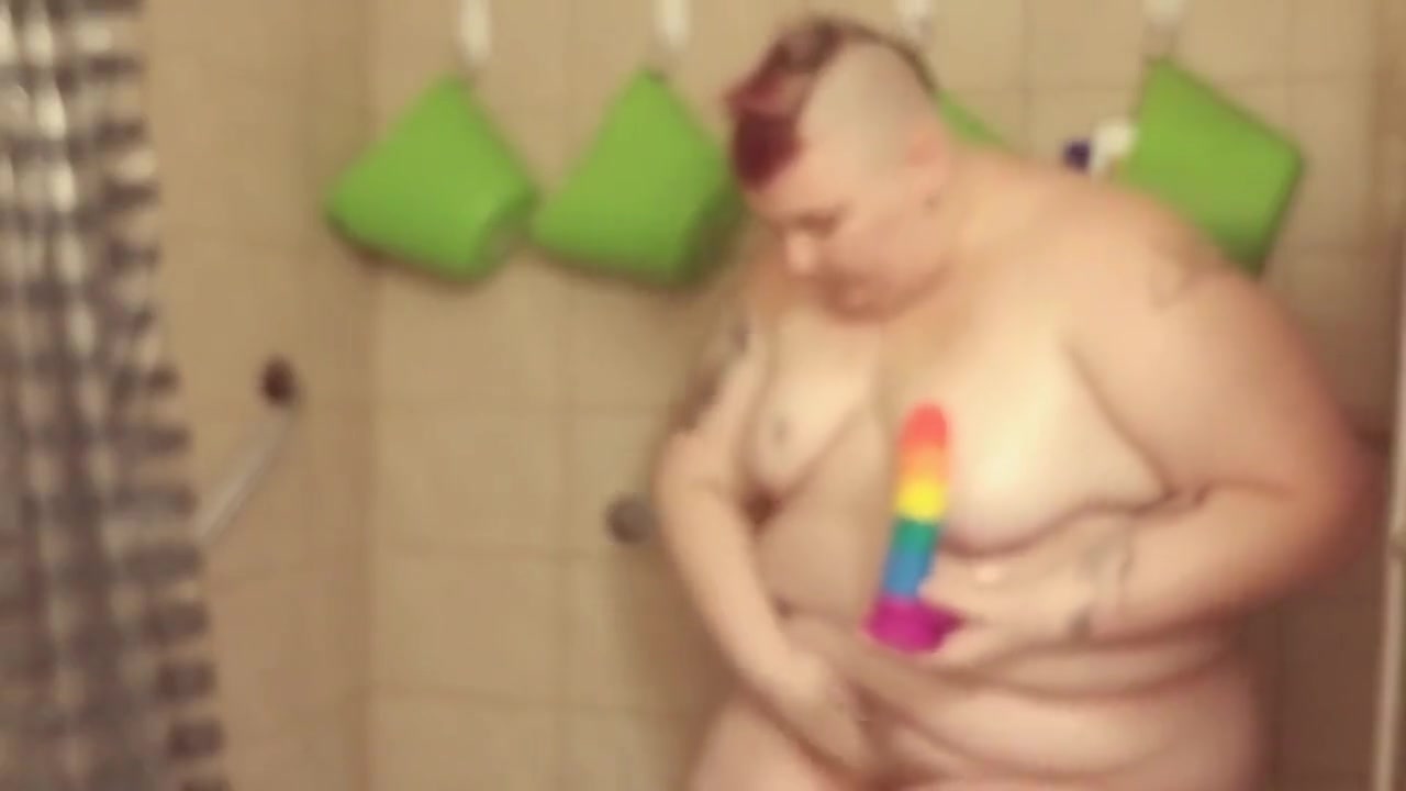 Fat Enby Butch Masturbates In Shower MX. MOON