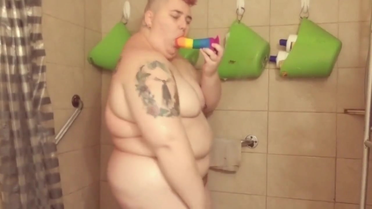 Fat Enby Butch Masturbates In Shower MX. MOON