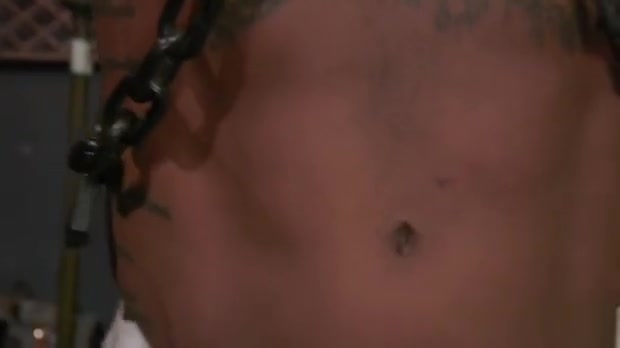 Chained muscled man anal fucked by shemale