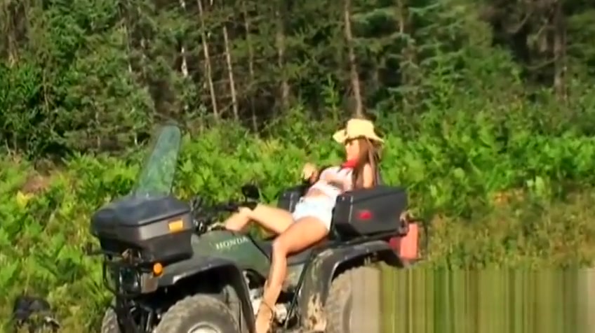 Gorgeous Ladyboy Gives Cumshot while Riding an ATV