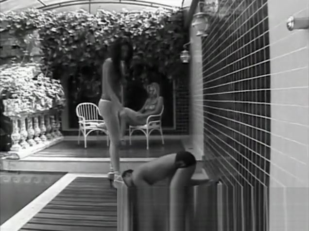 Naked slave guy pleases Tgirls by a pool