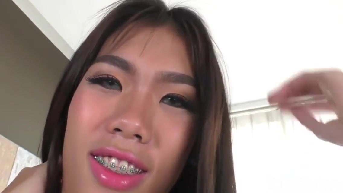 An asian tranny Pat was stroking her shecock alone and gets cumshot