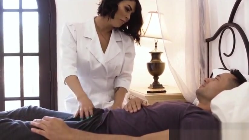 Trans nurse rides cock and gets tugged