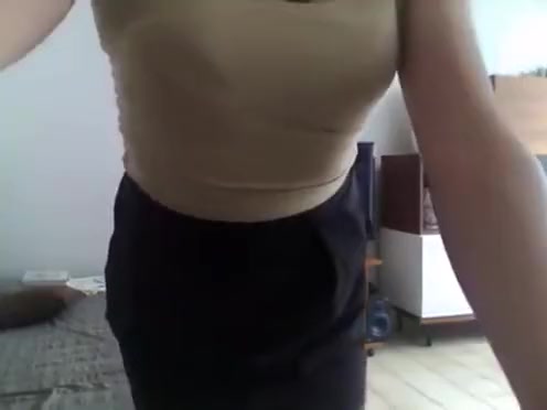 Crossdresser in skirt, panties top