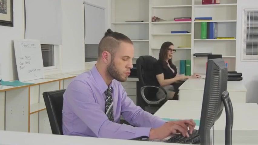 Horny Trans Melanie Brooks sucks and fucks hot office mate