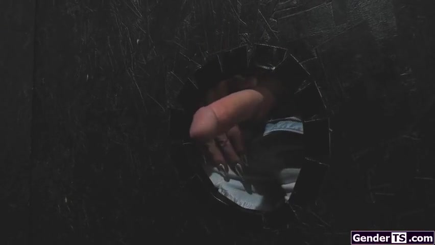 Small tits trans Jenna Creed get gloryhole blowjob from boss