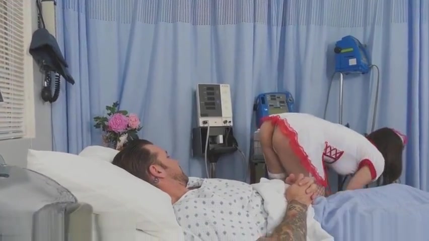 Gorgeous shemale nurse takes care of everything