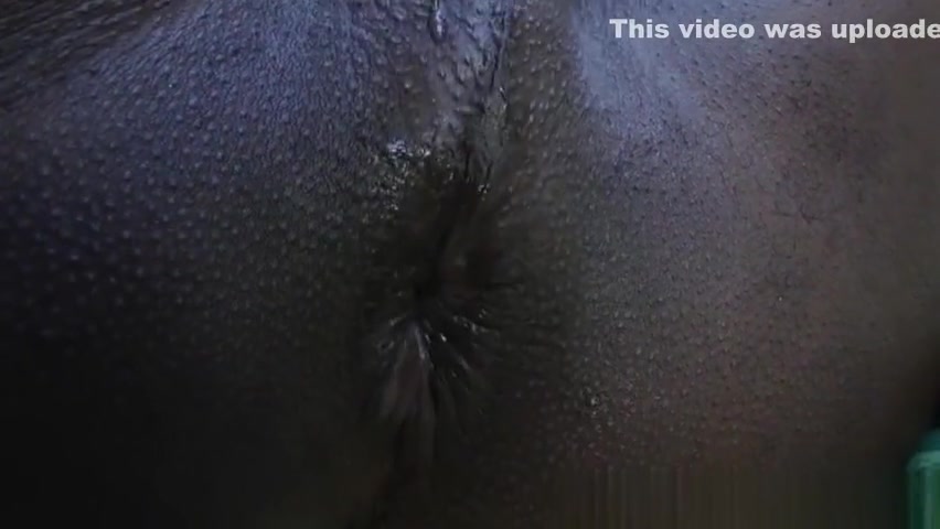 Black tranny gets ass toyed and cock tugged