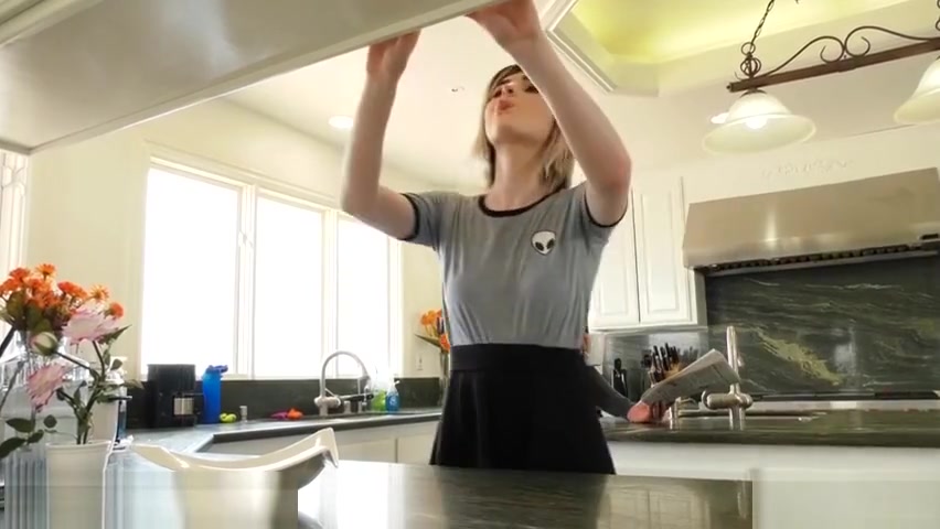 Shy but determined shemale hops on white dong