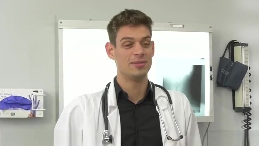 Tranny nurse measures cock size