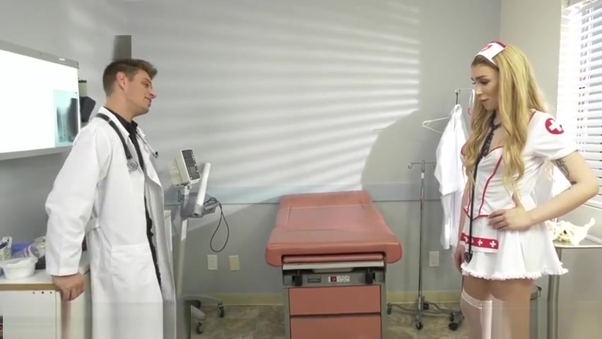 Tranny nurse measures cock size