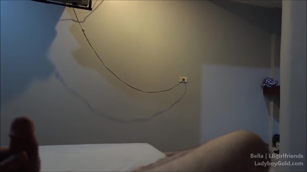 Bella is a pretty shemale sucking stiff dick