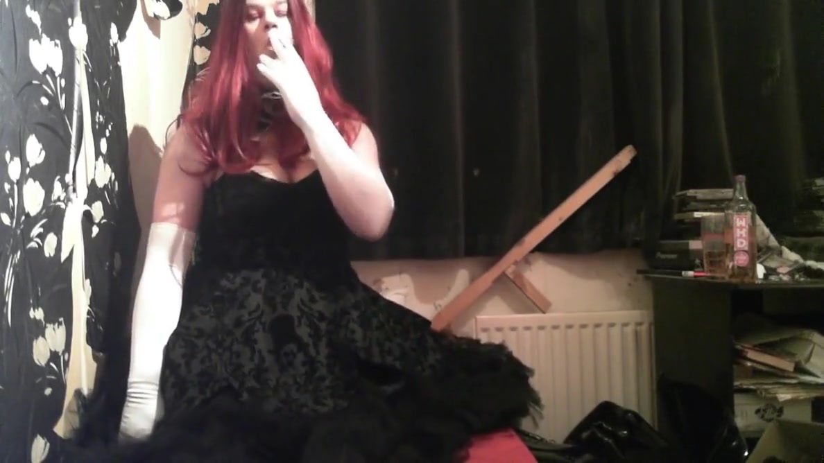 Tink Tol Redheadl Gown And Glove Smoking