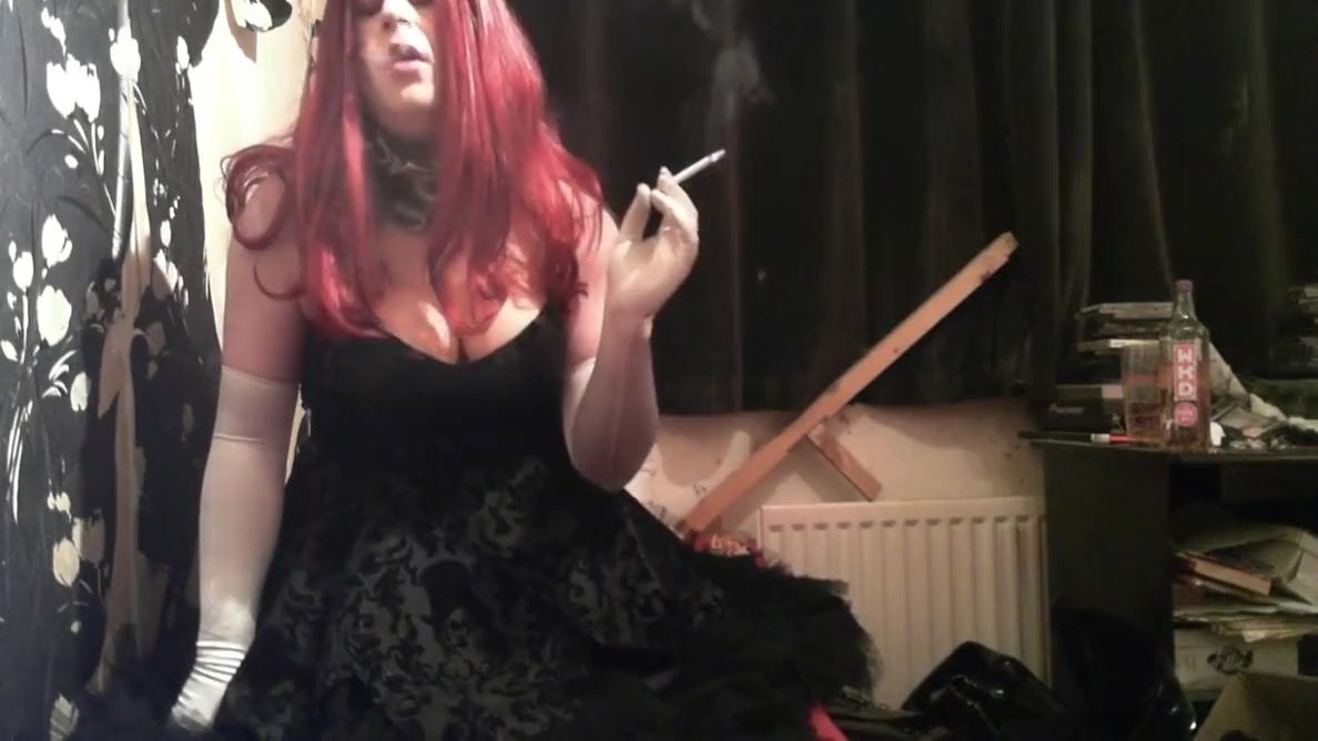 Tink Tol Redheadl Gown And Glove Smoking