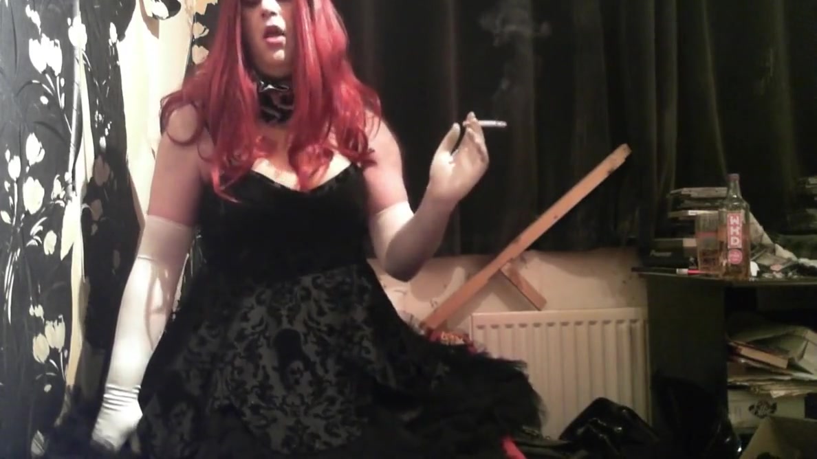 Tink Tol Redheadl Gown And Glove Smoking