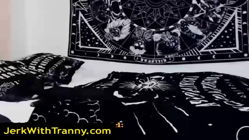 Tattooed Masturbating Tgirl Pleasures Herself
