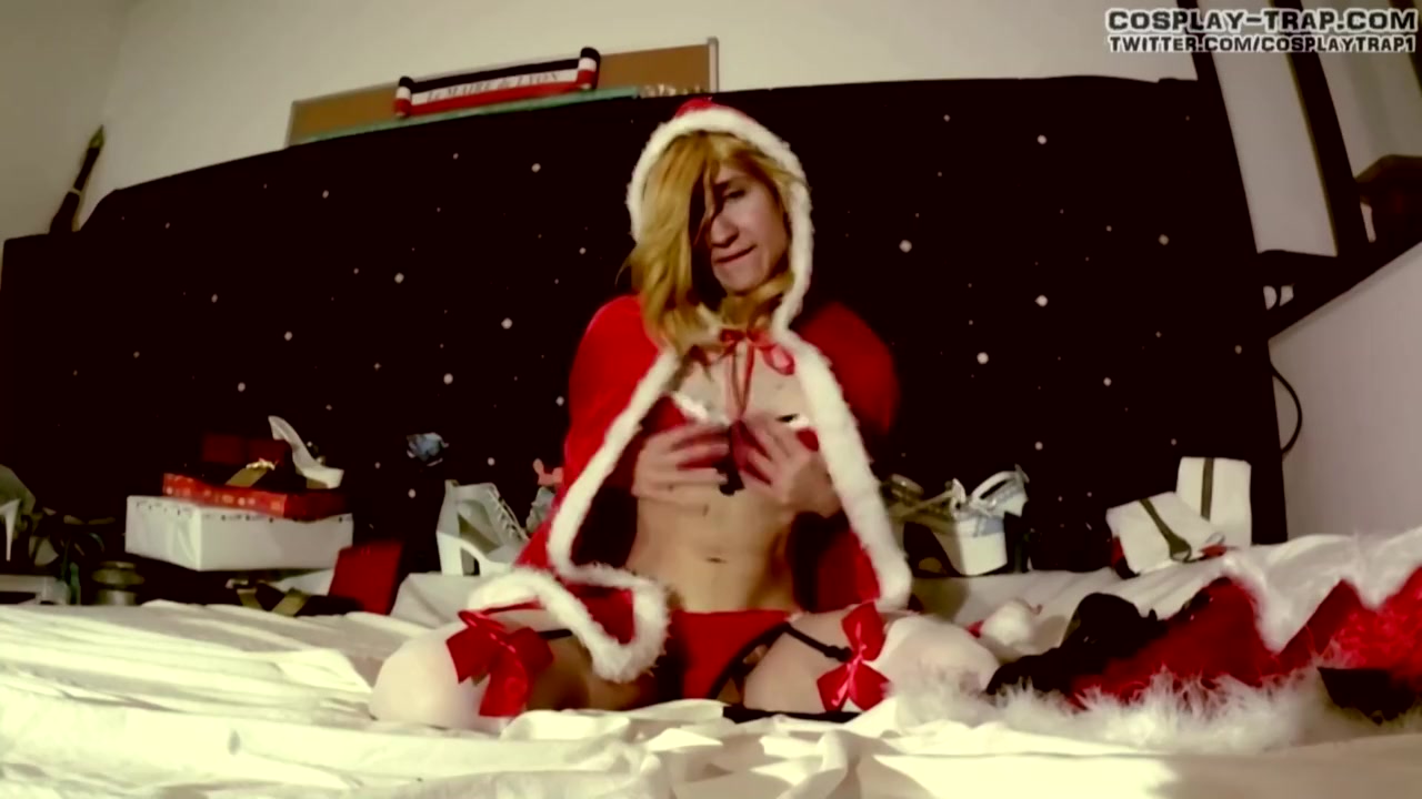Christmas Crossdress Blonde Trap Strip And Anal