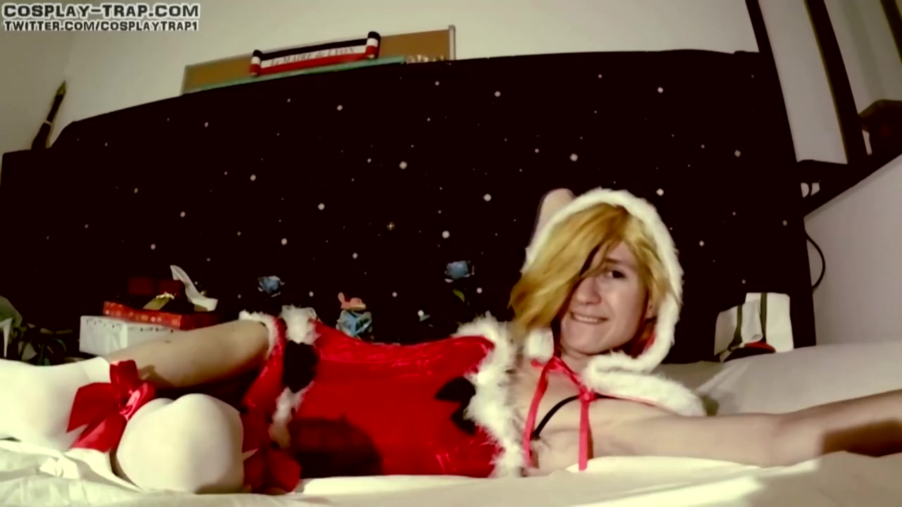 Christmas Crossdress Blonde Trap Strip And Anal