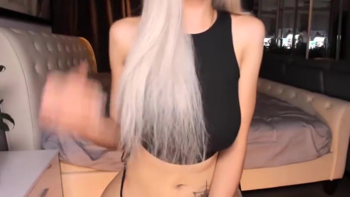 Gabi Lins In White Hair Hot Tgirl Ladyboy Masturbate Cock With Tattoo