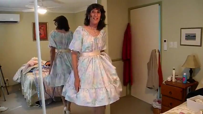 Jerking Off in Satin Dress