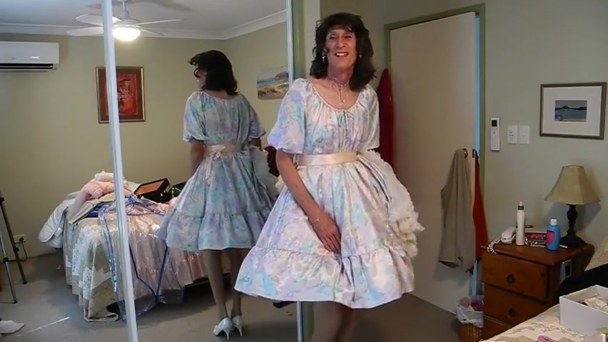 Jerking Off in Satin Dress