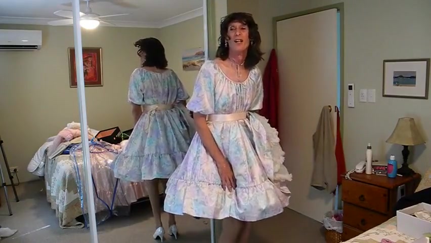 Jerking Off in Satin Dress